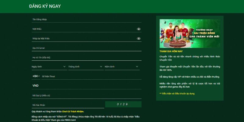 Hướng dẫn đăng ký Fb88 dành cho tân thủ